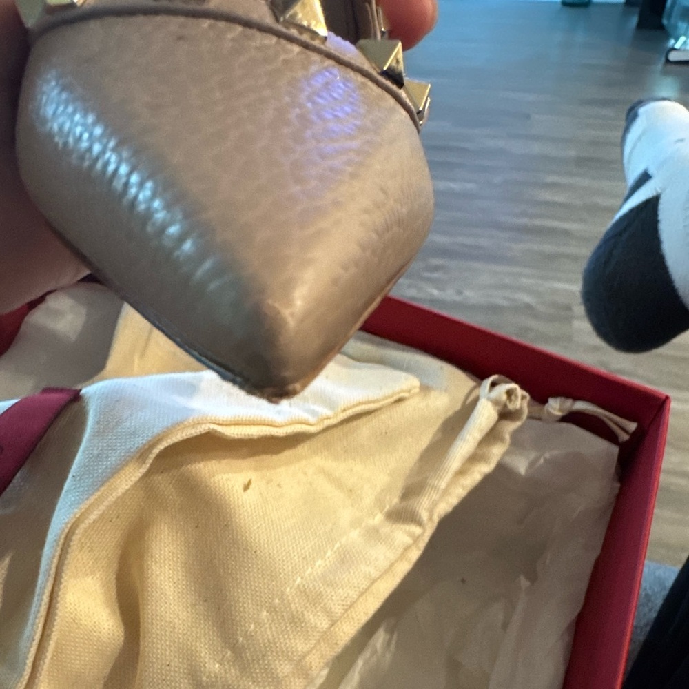 Valentino Garavani Rockstud Leather Pointed Toe Slingbacks in Beige - Picture 13 of 16